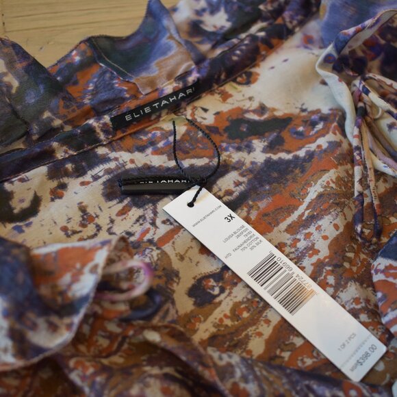 Elie Tahari Multi Color Paisley Long Sleeve Top - Picture 7 of 10